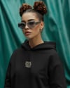Scottish Fold Kedili Hoodie Unisex %100 Pamuk | Siyah Kapüşonlu Sweatshirt Göğüs Ortası Minimal Logo