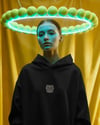 Scottish Fold Kedili Hoodie Unisex %100 Pamuk | Siyah Kapüşonlu Sweatshirt Göğüs Ortası Minimal Logo