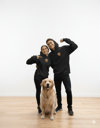 Sevgililer Günü Özel Golden Retriever Figürlü Unisex Siyah Hoodie – Patili Aşk Temalı Kapüşonlu Sweatshirt