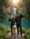 Sevgililer Günü Özel Golden Retriever Figürlü Unisex Siyah Hoodie – Patili Aşk Temalı Kapüşonlu Sweatshirt