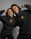 Sevgililer Günü Özel Golden Retriever Figürlü Unisex Siyah Hoodie – Patili Aşk Temalı Kapüşonlu Sweatshirt