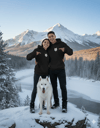 Sevgililer Günü Özel Husky Figürlü Unisex Siyah Hoodie – Patili Aşk ve Macera Temalı Kapüşonlu Sweatshirt