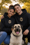 Sevgililer Günü Özel Kangal Figürlü Unisex Siyah Hoodie – Güçlü Bağlar İçin Patili Aşk Temalı Kapüşonlu Sweatshirt