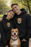 Sevgililer Günü Özel Pitbull Figürlü Unisex Siyah Hoodie – Güçlü Bağlar İçin Pitbull Temalı Kapüşonlu Sweatshirt