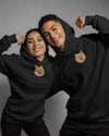 Sevgililer Günü Özel Pomeranian Figürlü Unisex Siyah Hoodie – Patili Aşk Temalı Kapüşonlu Sweatshirt