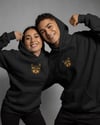 Sevgililer Günü Özel Yorkshire Terrier Figürlü Unisex Siyah Hoodie – Patili Aşk Temalı Kapüşonlu Sweatshirt
