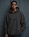 Siyah Kedi Kedili Hoodie Unisex %100 Pamuk | Siyah Kapüşonlu Sweatshirt Göğüs Ortası Minimal Logo