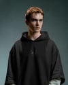 Siyah Kedi Kedili Hoodie Unisex %100 Pamuk | Siyah Kapüşonlu Sweatshirt Göğüs Ortası Minimal Logo