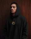 Siyam Kedili Hoodie Unisex %100 Pamuk | Siyah Kapüşonlu Sweatshirt Göğüs Ortası Logolu