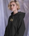 Siyam Kedili Hoodie Unisex %100 Pamuk | Siyah Kapüşonlu Sweatshirt Göğüs Ortası Minimal Logo