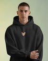 Sphynx Kedili Hoodie Unisex %100 Pamuk | Siyah Kapüşonlu Sweatshirt Göğüs Ortası Minimal Logo
