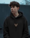 Sphynx Kedili Hoodie Unisex %100 Pamuk | Siyah Kapüşonlu Sweatshirt Göğüs Ortası Minimal Logo