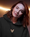 Sphynx Kedili Hoodie Unisex %100 Pamuk | Siyah Kapüşonlu Sweatshirt Göğüs Ortası Minimal Logo