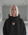 Sphynx Kedili Hoodie Unisex %100 Pamuk | Siyah Kapüşonlu Sweatshirt Göğüs Ortası Minimal Logo