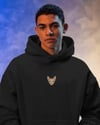 Sphynx Kedili Hoodie Unisex %100 Pamuk | Siyah Kapüşonlu Sweatshirt Göğüs Ortası Minimal Logo