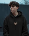 Sphynx Kedili Hoodie Unisex %100 Pamuk | Siyah Kapüşonlu Sweatshirt Göğüs Ortası Minimal Logo