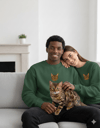 Tekir Kedi Desenli Sevgili Sweatshirt – Unisex Çift Kombini