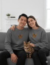 Tekir Kedi Desenli Sevgili Sweatshirt – Unisex Çift Kombini