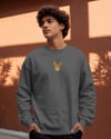 Tekir Kedi Figürlü Unisex Sweatshirt – DTF Baskı (Füme / Koyu Yeşil)