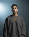 Tekir Kedi Figürlü Unisex Sweatshirt – DTF Baskı (Füme / Koyu Yeşil)