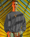 Tekir Kedi Figürlü Unisex Sweatshirt – DTF Baskı (Füme / Koyu Yeşil)