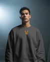 Tekir Kedi Figürlü Unisex Sweatshirt – DTF Baskı (Füme / Koyu Yeşil)