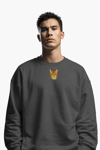 Tekir Kedi Figürlü Unisex Sweatshirt – DTF Baskı (Füme / Koyu Yeşil)