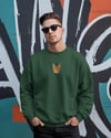 Tekir Kedi Figürlü Unisex Sweatshirt – DTF Baskı (Füme / Koyu Yeşil)