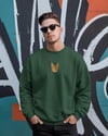 Tekir Kedi Figürlü Unisex Sweatshirt – DTF Baskı (Füme / Koyu Yeşil)