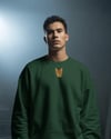 Tekir Kedi Figürlü Unisex Sweatshirt – DTF Baskı (Füme / Koyu Yeşil)