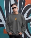 Tekir Kedi Figürlü Unisex Sweatshirt – DTF Baskı (Füme / Koyu Yeşil)