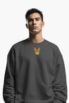 Tekir Kedi Figürlü Unisex Sweatshirt – DTF Baskı (Füme / Koyu Yeşil)