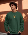 Tekir Kedi Figürlü Unisex Sweatshirt – DTF Baskı (Füme / Koyu Yeşil)