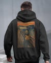 The Scream Köpek Tasarımlı Siyah Unisex Kapüşonlu Sweatshirt – Sanatsal & Retro Hoodie