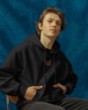 Turuncu Tekir Kedili Hoodie Unisex %100 Pamuk | Siyah Kapüşonlu Sweatshirt Göğüs Ortası Logolu