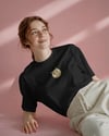 Uzun Tüylü Kedi Baskılı Kadın Oversize Tişört – Minimal Fluffy Cat Tasarım