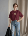 Uzun Tüylü Kedi Baskılı Kadın Oversize Tişört – Minimal Fluffy Cat Tasarım