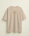 Uzun Tüylü Kedi Baskılı Kadın Oversize Tişört – Minimal Fluffy Cat Tasarım