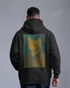 Van Gogh Kedi Tasarımlı Siyah Unisex Kapüşonlu Sweatshirt – Sanatsal & Retro Hoodie