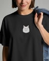 Van Kedisi Zarafeti Kadın Oversize Tişört | DTF Baskılı Minimal Kedi Tasarımı