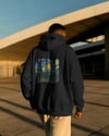 Yıldızlı Gece Kedi Tasarımlı Siyah Unisex Kapüşonlu Sweatshirt – Sanatsal & Retro Hoodie