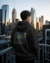 Yıldızlı Gece Kedi Tasarımlı Siyah Unisex Kapüşonlu Sweatshirt – Sanatsal & Retro Hoodie