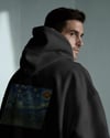 Yıldızlı Gece Köpek Tasarımlı Siyah Unisex Kapüşonlu Sweatshirt – Sanatsal & Retro Hoodie