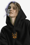 Yorkshire Terrier Figürlü Siyah Unisex Kapüşonlu Sweatshirt – DTF Baskı