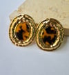 GOLD ÇERÇEVELİ  LEOPAR KÜPE 