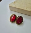 GOLD ÇERÇEVELİ BORDO KÜPE 