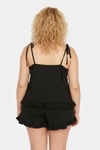 Askılı Fırfır Detaylı Büyük Beden Pijama Takımı