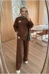 Fitilli Armalı Detaylı Oversize Kaşkorse Basic Alt Üst Takım