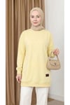 Kadın Bisiklet Yaka Tesettür Yırtmaçlı Armalı Tunik Sweat Sweatshirt