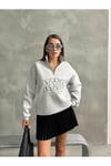 Kadın Fermuar Detaylı Sweat